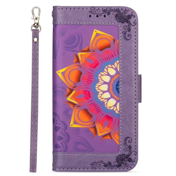 Flower wallet cover 4-kort Samsung Galaxy S22 Ultra - Lilla