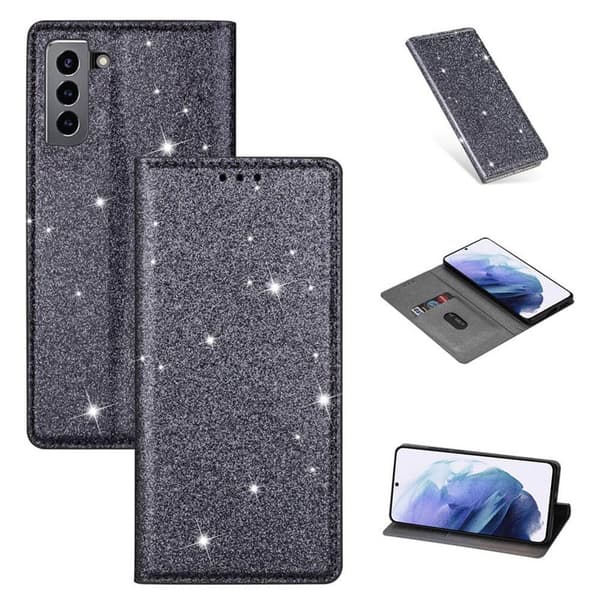 Glitter Smart FlipCase Samsung Galaxy S22 Plus : väri - harmaa