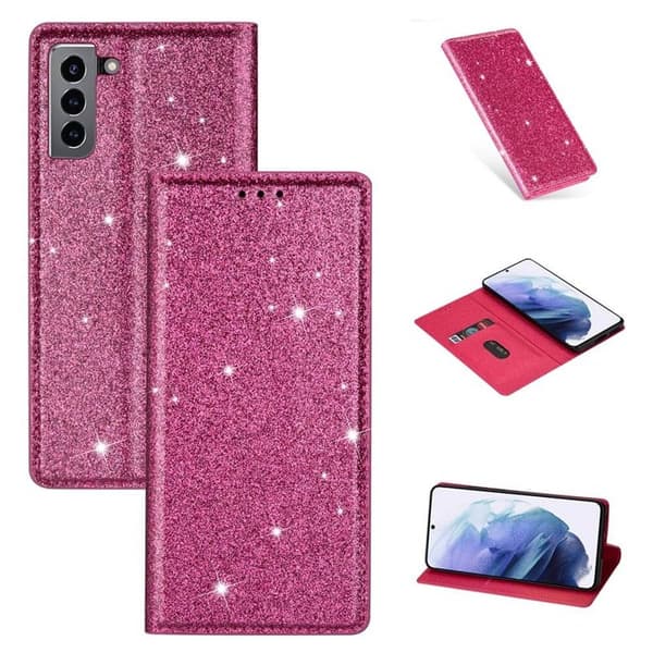 Glitter Smart FlipCase Samsung Galaxy S22 : Farge - Rosa