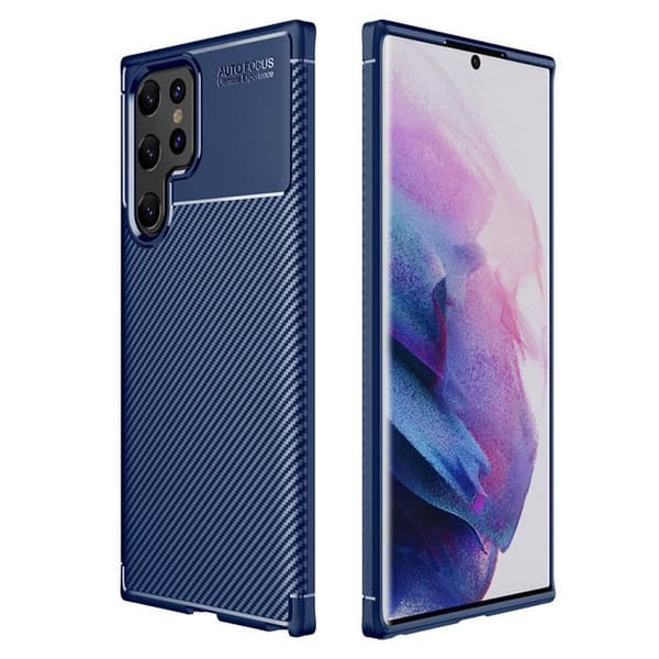 Carbon silikon skal Samsung Galaxy S22 Ultra : Färg - Blå