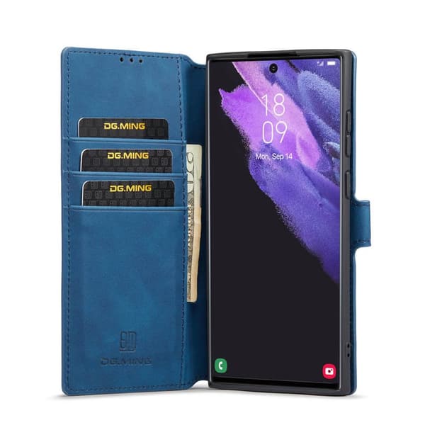 DG-Ming Wallet 3-kort Samsung Galaxy S22 Ultra : farve - blå