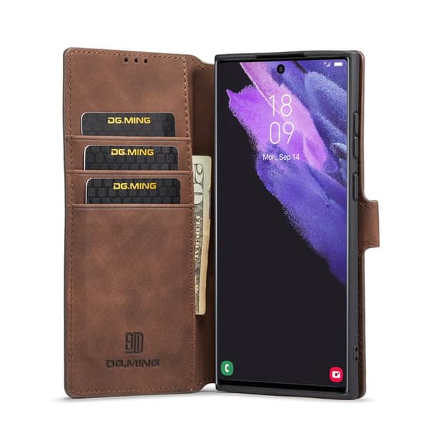 DG-Ming mobil lommebok 3-kort Samsung Galaxy S22 Ultra : Farge - Kaffe