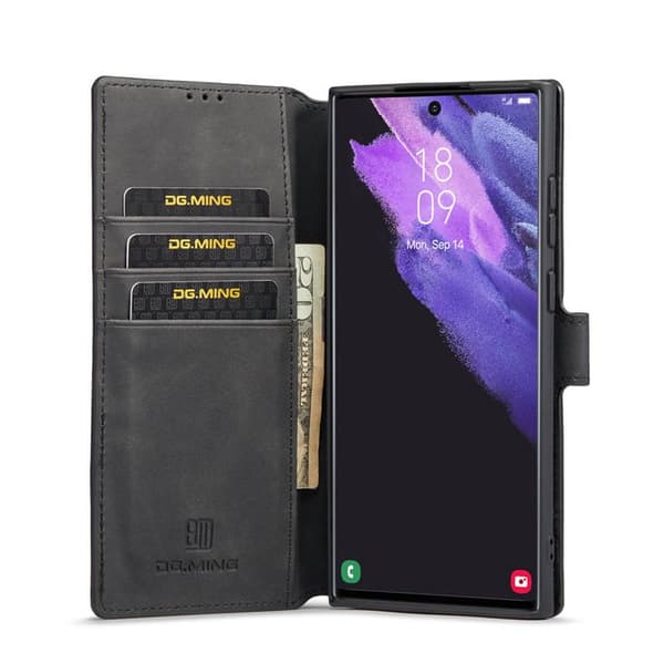 DG-Ming Wallet 3-kort Samsung Galaxy S22 Ultra : farve - sort