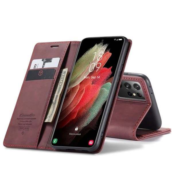 CaseMe Smart FlipCase Samsung Galaxy S22 Ultra : farve - bordeaux