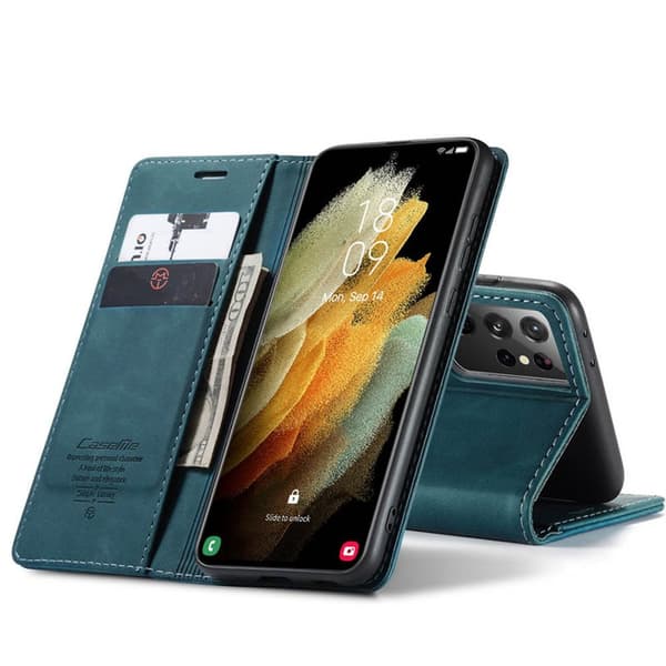 CaseMe Smart FlipCase Samsung Galaxy S22 Ultra : väri - sininen