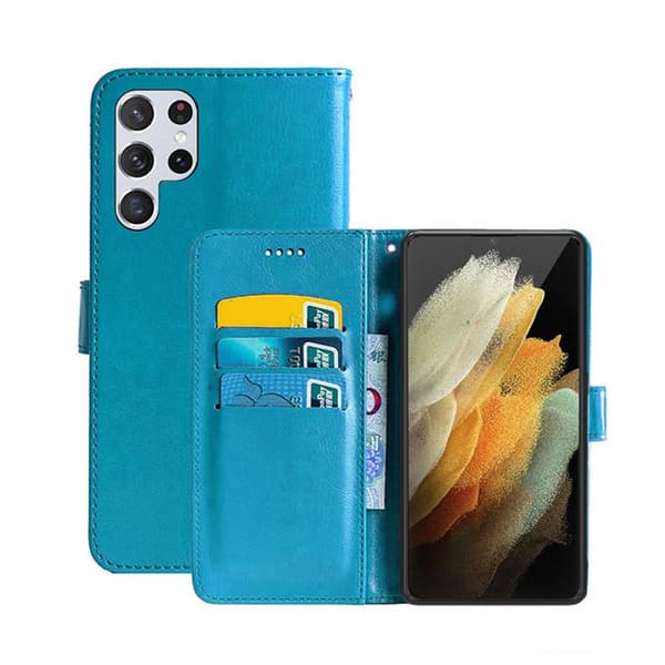 Lommebokdeksel 3-kort Samsung Galaxy S22 Ultra : Farge - Lyse blå