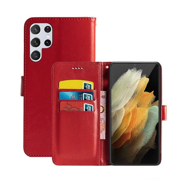 Wallet Cover 3-kort Samsung Galaxy S22 Ultra : farve - rød