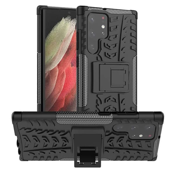 Stødbestandigt cover med stativ Samsung Galaxy S22 Ultra : farve - sort