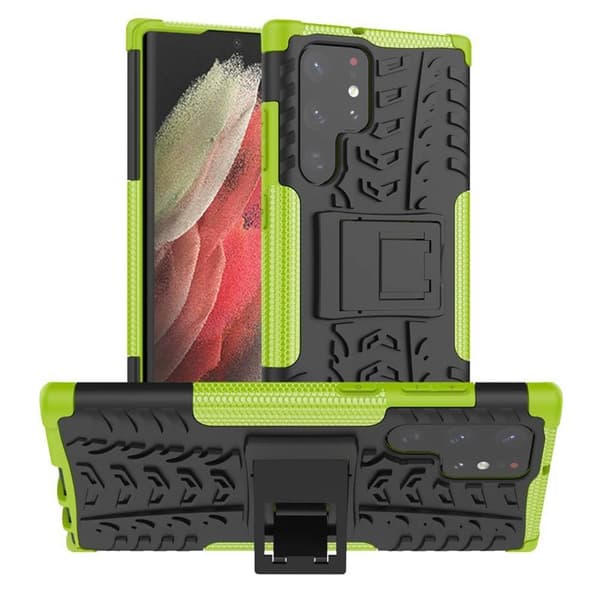 Stødbestandigt cover med stativ Samsung Galaxy S22 Ultra : farve - grøn