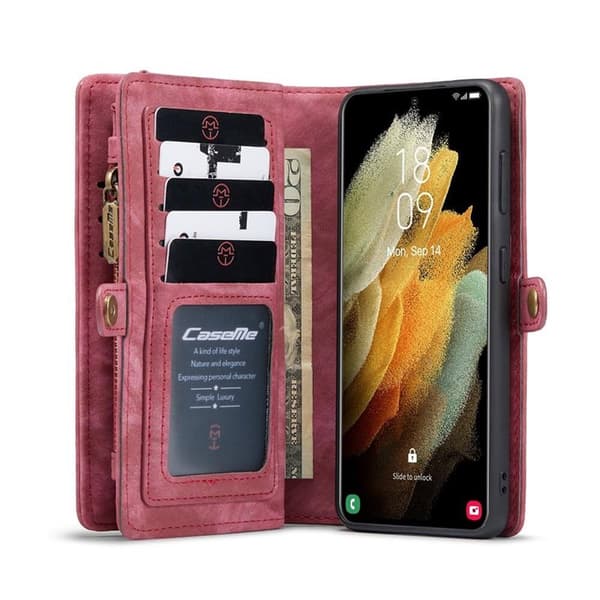 Multi-Wallet CaseMe 11-kort Samsung Galaxy S22 : farve - rød
