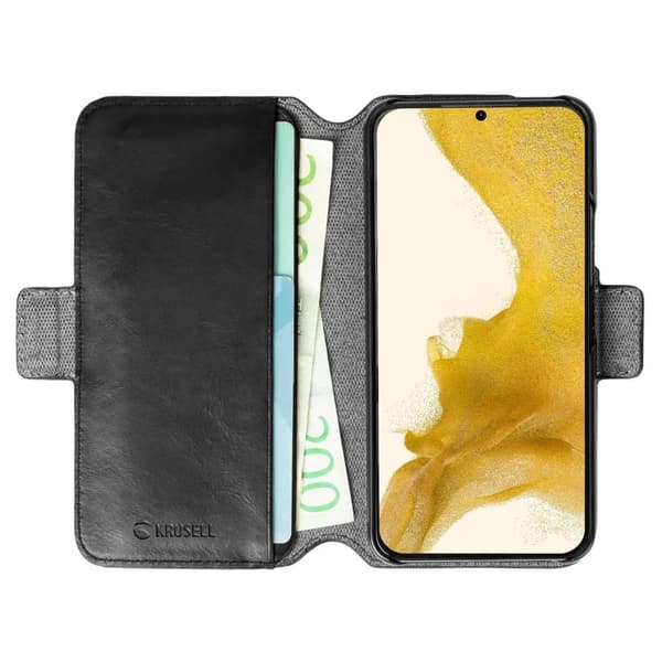 Krusell Samsung Galaxy S22 Plus Kotelo Leather PhoneWallet Musta
