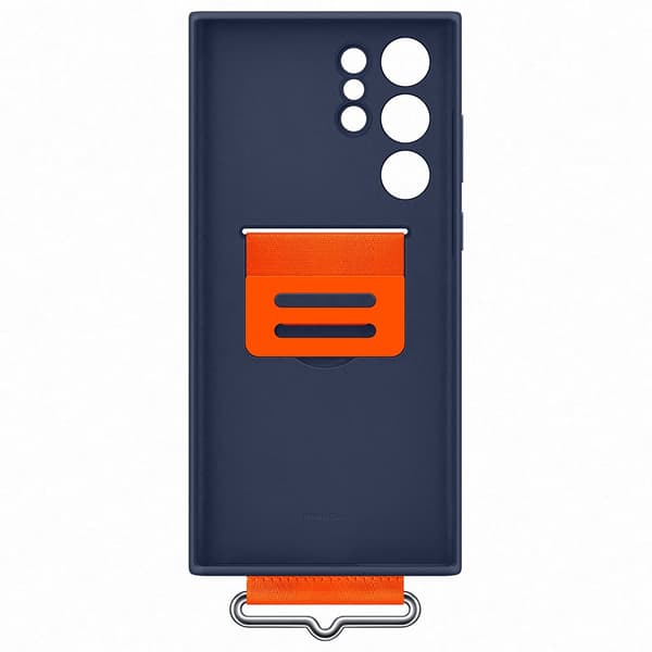 Samsung Original Galaxy S22 Ultra Kuori Silicone Cover with Strap Navy