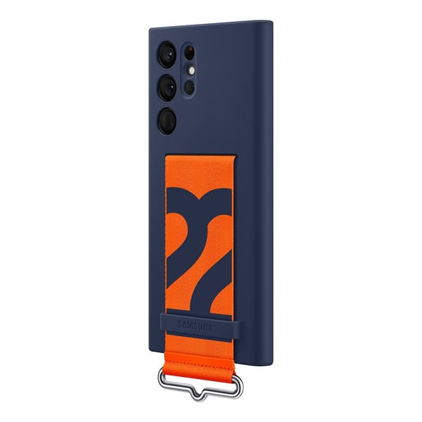 Samsung Original Galaxy S22 Ultra Deksel Silicone Cover with Strap Navy