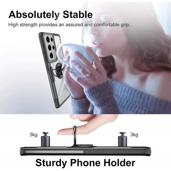 Samsung S22 Ultra Practical iskunkestävä kotelo sormustelineellä V4