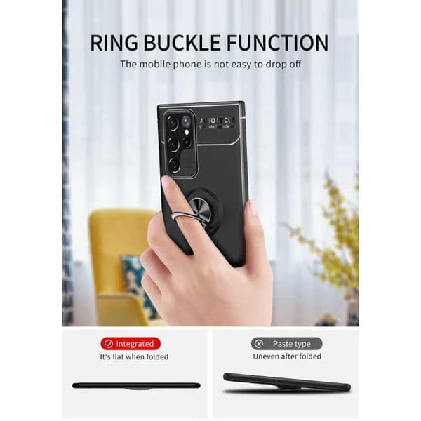 Samsung S22 Ultra Praktisk stødsikkert cover med ringholder V3