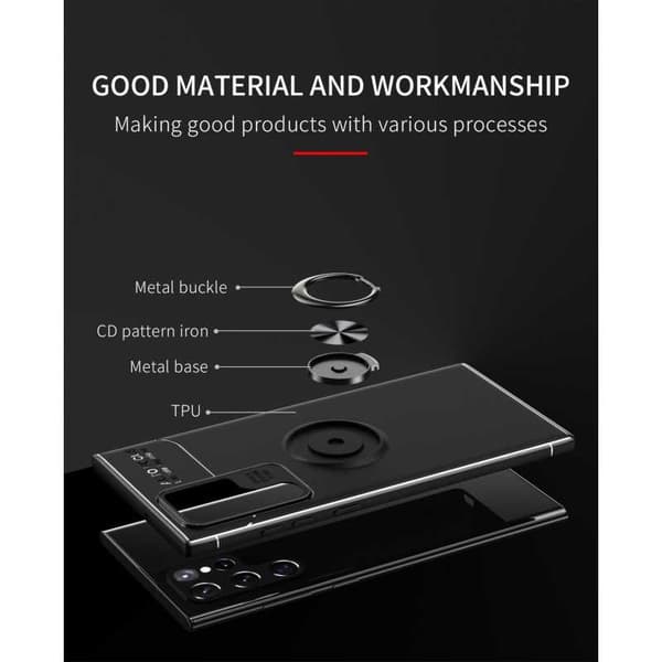 Samsung S22 Ultra Praktisk stødsikkert cover med ringholder V3