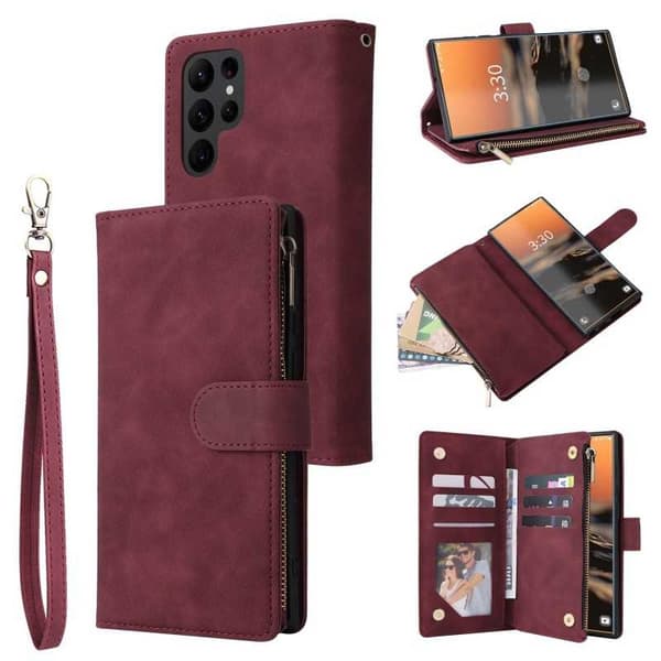 Samsung S21 Ultra Multifunktionellt Plånboksfodral Zipper 8-Fack