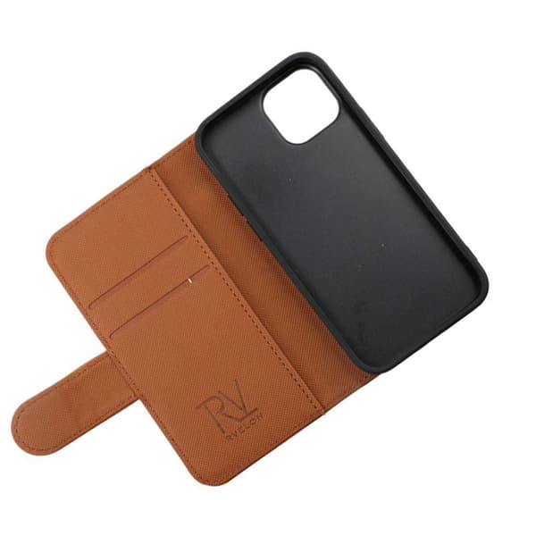 iPhone 13 Mini Plånboksfodral Magnet Rvelon - Guldbrun