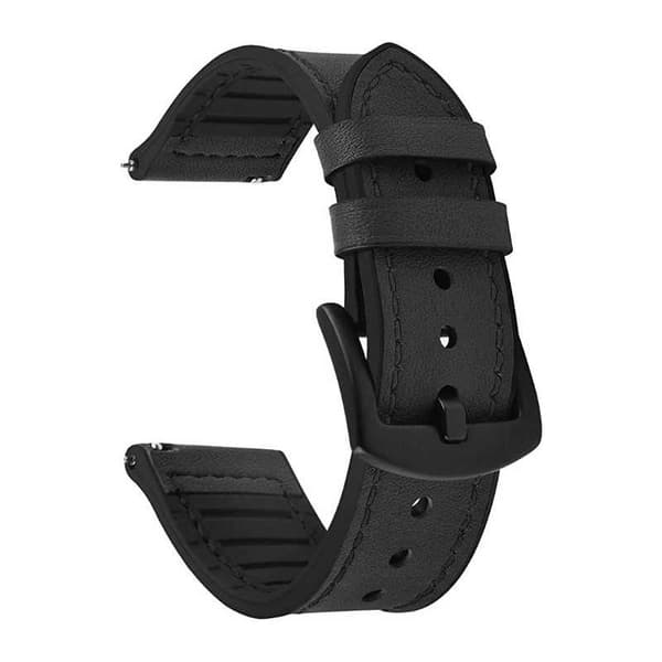 Premium Läderarmband Galaxy Watch 4 40mm/42mm/44mm/46mm Svart