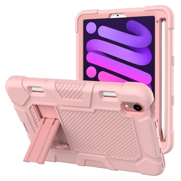 iPad Mini 6 2021 / Mini A17 Pro 2024 Skal med stativ och pennfack - Rosa