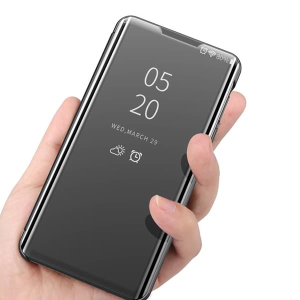 SKALO Samsung S21 FE Clear View Flip Cover - Mørk lilla