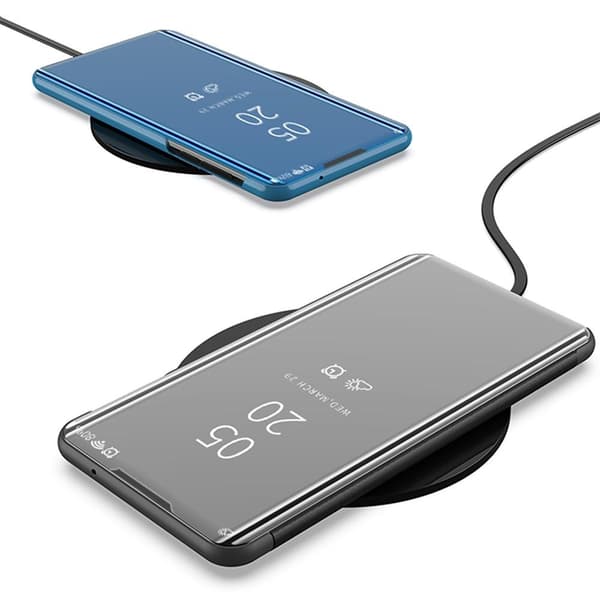 SKALO Samsung S21 FE Clear View Flip Cover - Mørk lilla