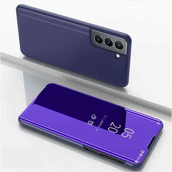 SKALO Samsung S21 FE Clear View Flip Cover - Mørk lilla
