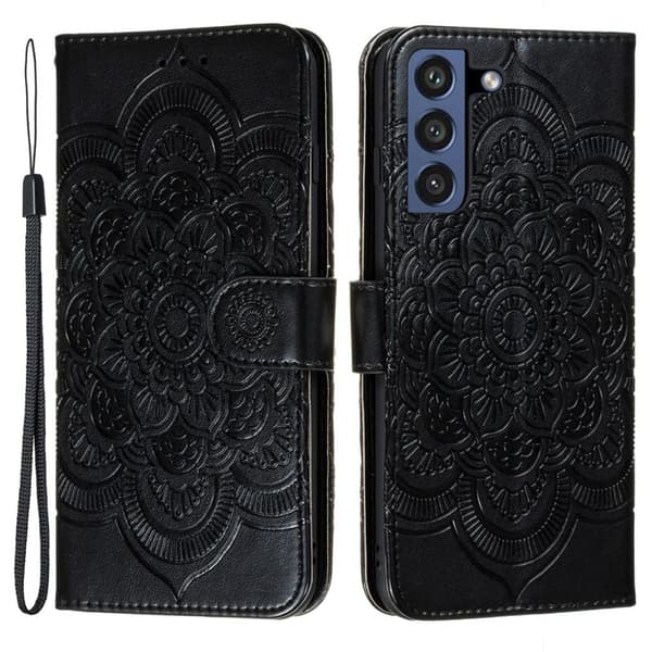 SKALO Samsung S21 FE Mandala Plånboksfodral - Svart