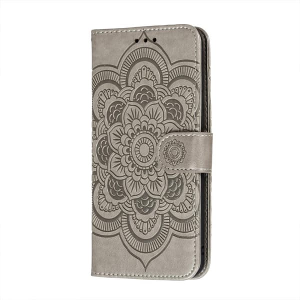SKALO Samsung S21 FE Mandala lompakkokotelo - Harmaa