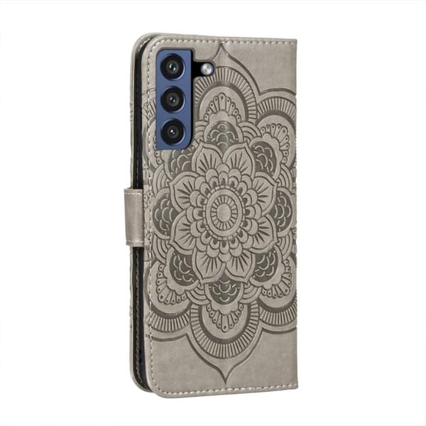 SKALO Samsung S21 FE Mandala lompakkokotelo - Harmaa