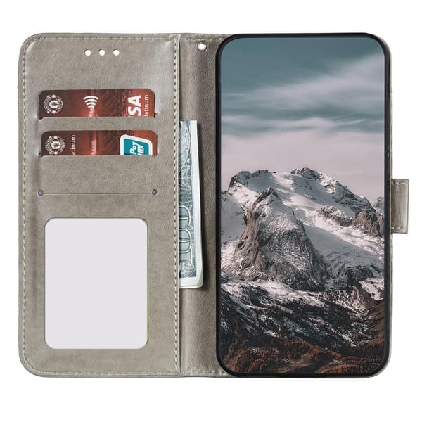 SKALO Samsung S21 FE Mandala lompakkokotelo - Harmaa