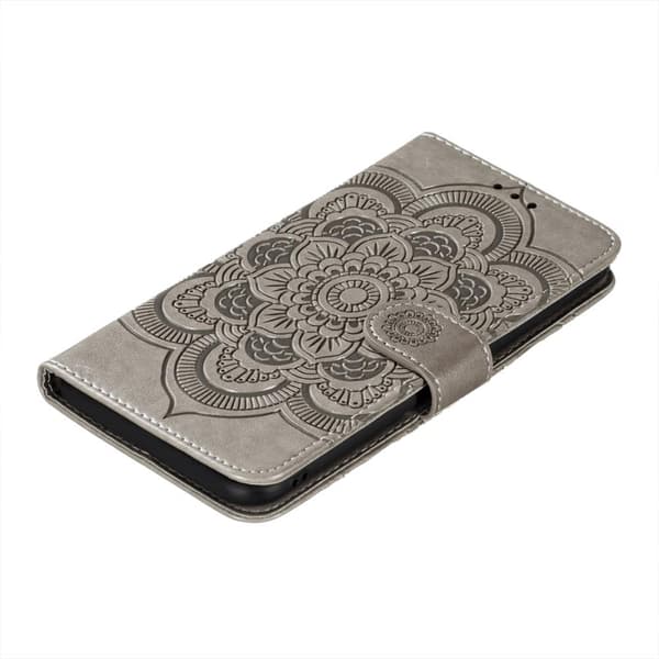 SKALO Samsung S21 FE Mandala lompakkokotelo - Harmaa