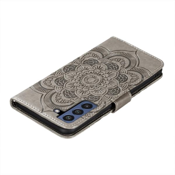SKALO Samsung S21 FE Mandala lompakkokotelo - Harmaa