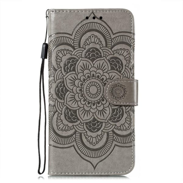 SKALO Samsung S21 FE Mandala lompakkokotelo - Harmaa
