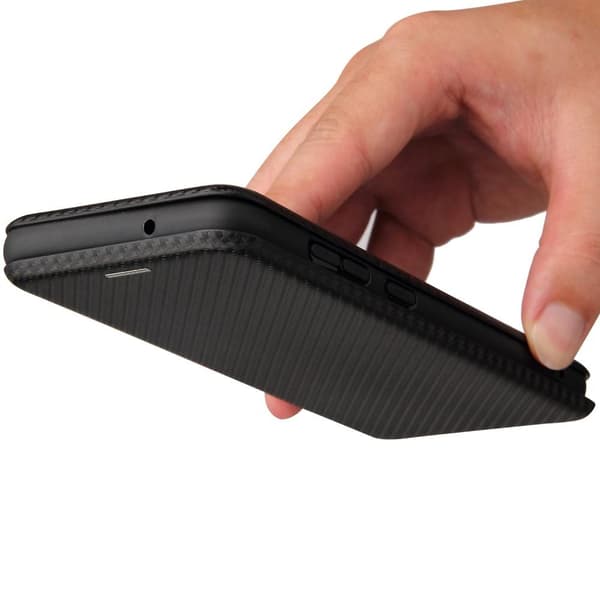 SKALO Samsung S21 FE Carbon Fiber Lompakkokotelo - Musta