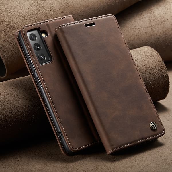 läderfodral för Samsung S22 plus mörkbrun