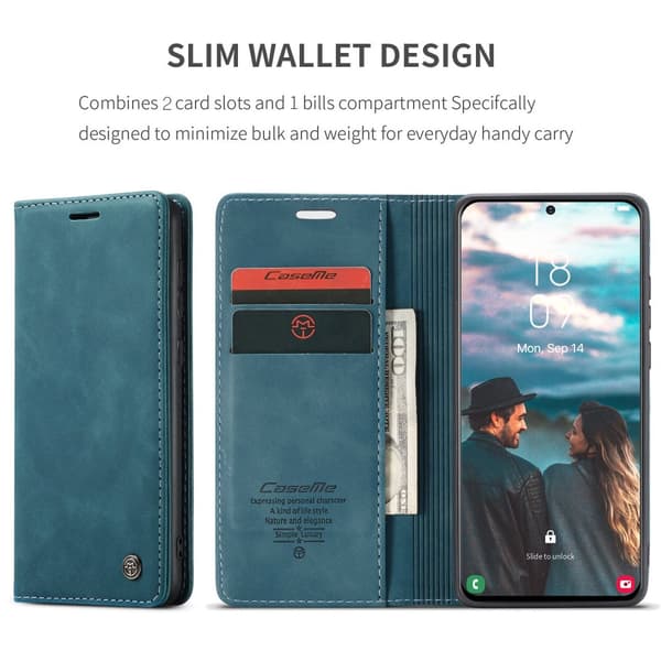 läderfodral för Samsung plus S22 grön