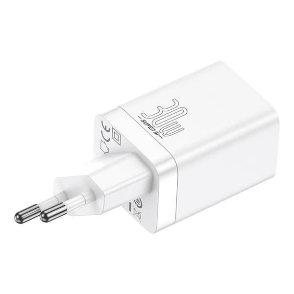 Baseus Super Si Pro Quick Charger C+U 30W Vægoplader - Hvid