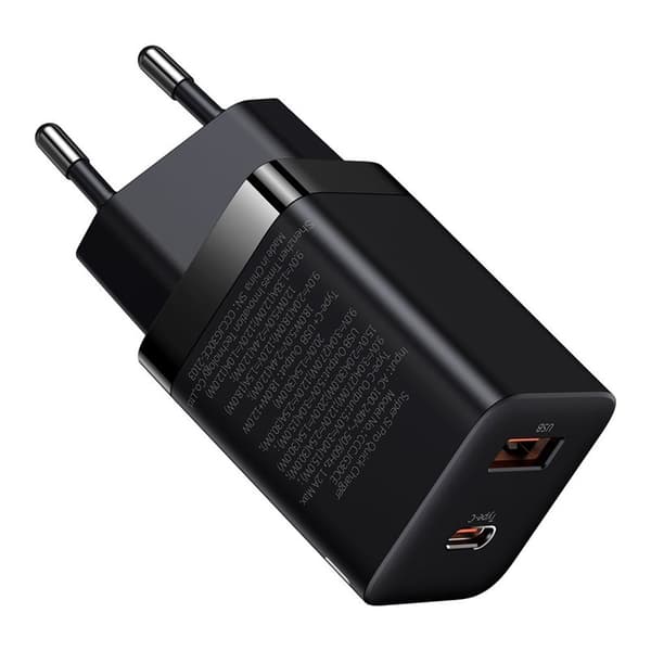 Baseus Super Si Pro Quick Charger C+U 30W Vegglader - Sort
