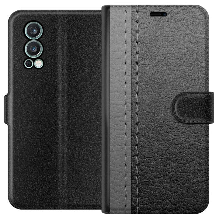 OnePlus Nord 2 5G Plånboksfodral Black & Grey Leather