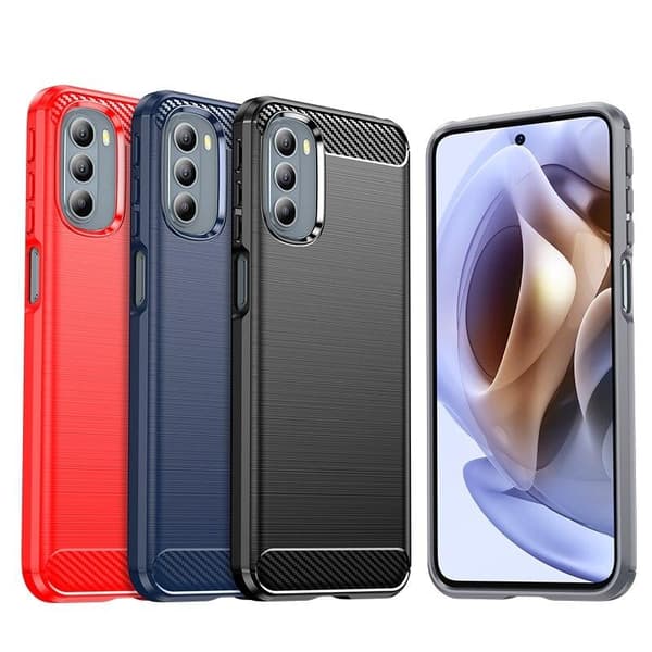SKALO Moto G31 / G41 Armor Carbon Iskunkestävä TPU suojakuori