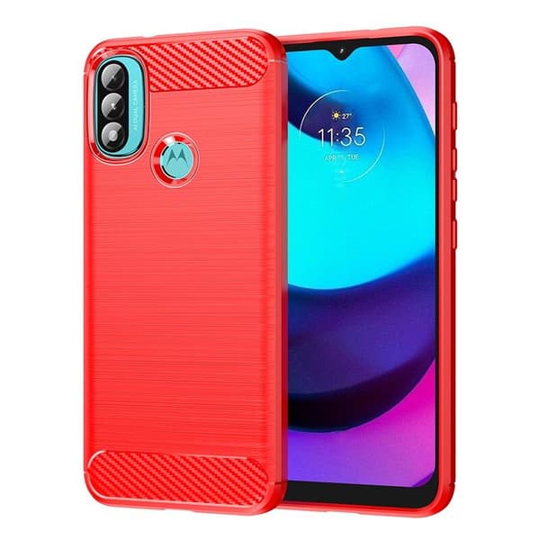 SKALO Moto E20/E30/E40 Armor Carbon Iskunkestävä TPU suojakuori