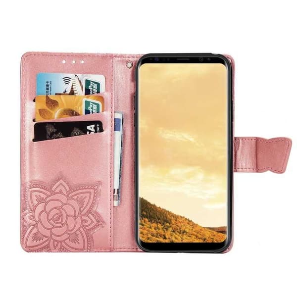 Samsung S8 Plånboksfodral PU-Läder 4-FACK Motiv Fjäril