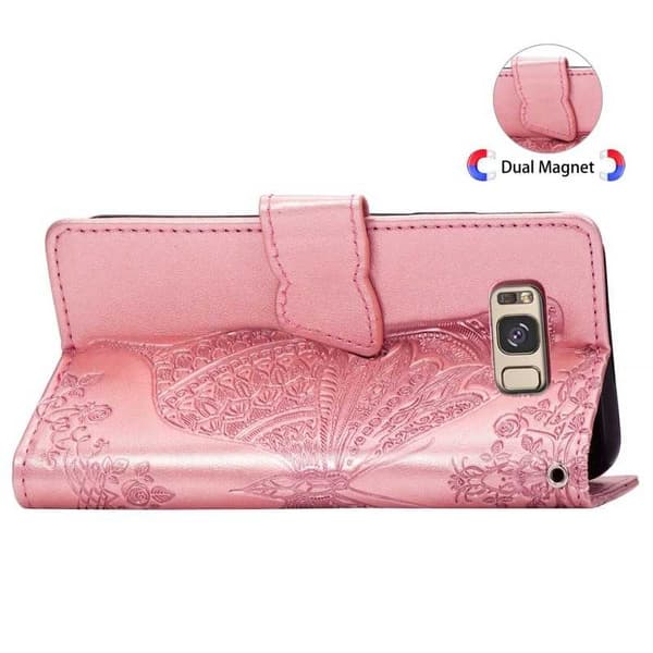 Samsung S8 Plånboksfodral PU-Läder 4-FACK Motiv Fjäril