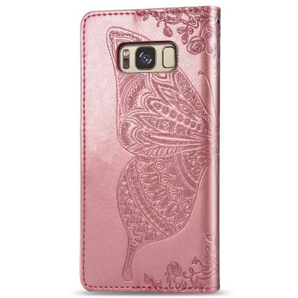 Samsung S8 Plånboksfodral PU-Läder 4-FACK Motiv Fjäril