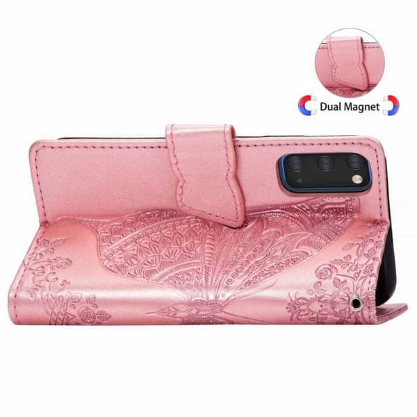 Samsung S20 FE lompakkokotelo PU-nahkainen 4-TASKUN perhoskuvio