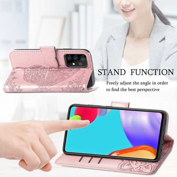 Samsung A13 4G Plånboksfodral PU-Läder 4-FACK Motiv Fjäril