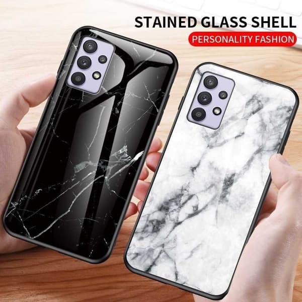 Samsung A33 5G Marble Shell 9H hærdet glas bagside glas bag V2