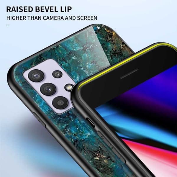 Samsung A33 5G Marble Shell 9H hærdet glas bagside glas bag V2