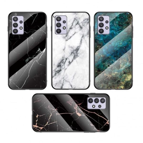 Samsung A33 5G Marble Shell 9H hærdet glas bagside glas bag V2